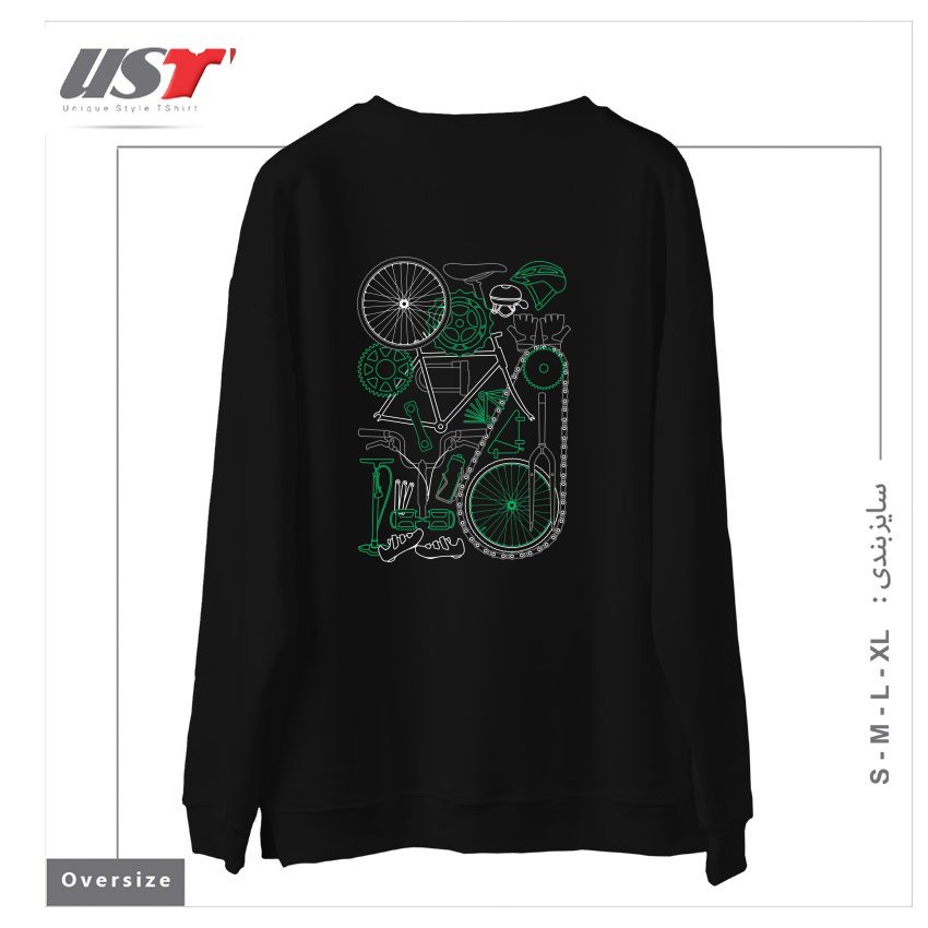 طرح KEEP RIDING FOR GREEN سوییشرت اورسایزرنگ مشکی