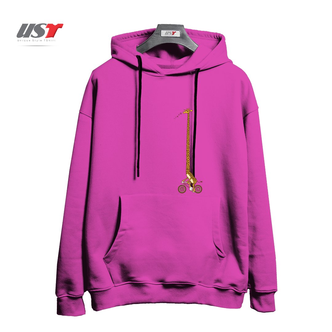 طرح LONG BIKE RIDE هودی اورسایزرنگ صورتی