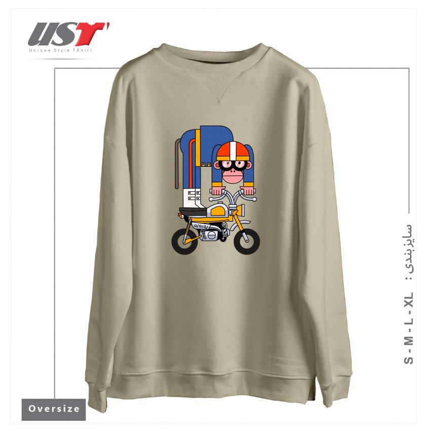 سوییشرت اورسایز طرح MONKEY BIKE