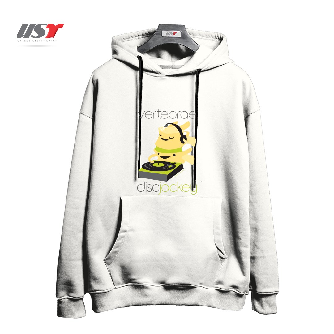 طرح VERTEBRAE - DISC JOCKEY هودی اورسایزرنگ سفید
