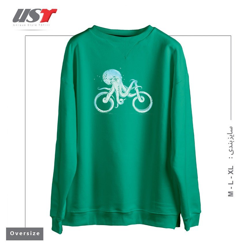 طرح OCTOPUS BIKE (BLACK VARIANT) سوییشرت اورسایزرنگ سبز سدری
