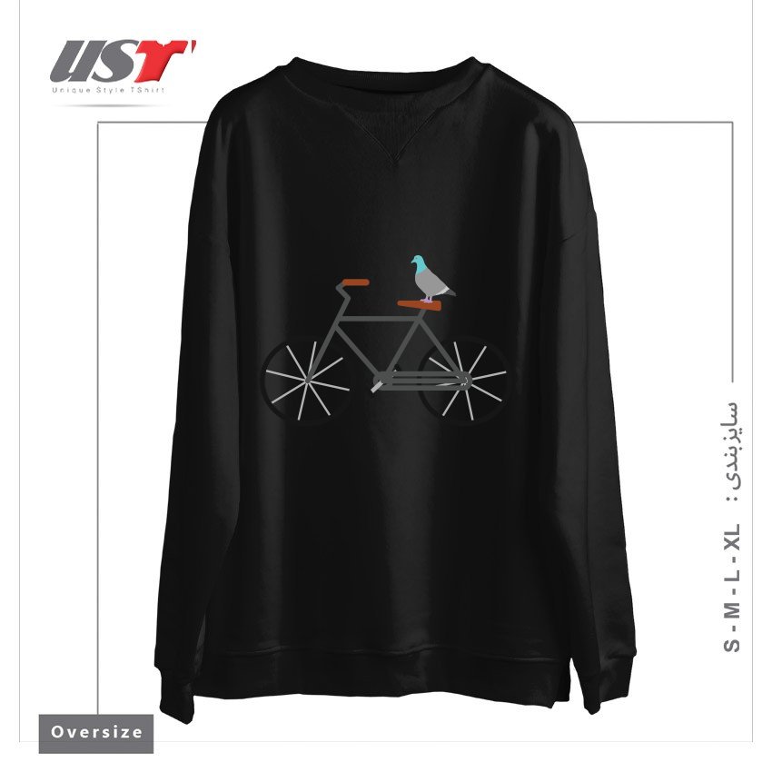 سوییشرت اورسایز طرح PIGEON RIDING BIKE