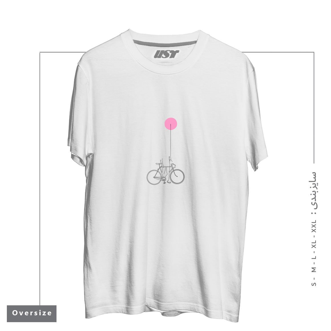 طرح PINK BIKE تیشرت اورسایزرنگ سفید