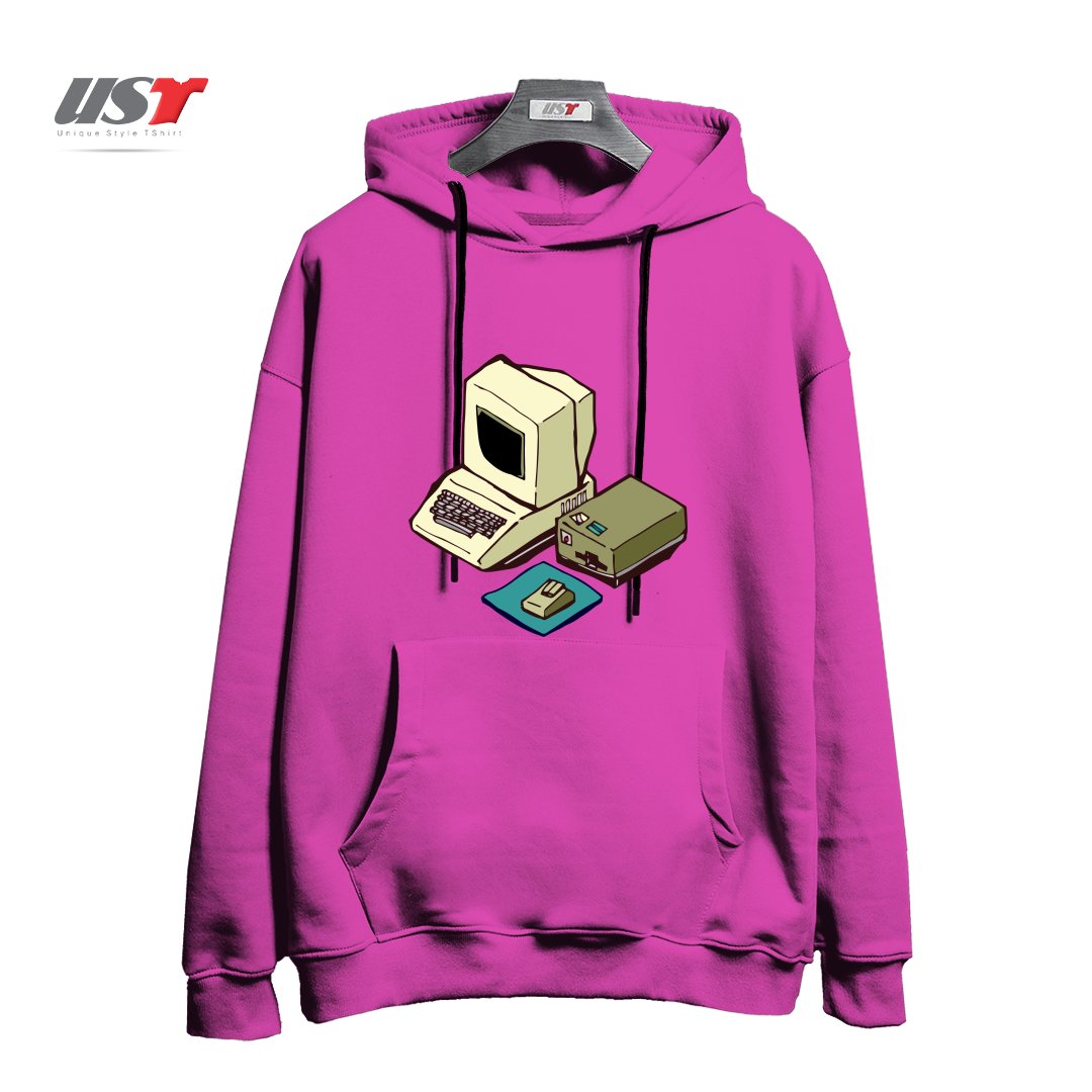 هودی اورسایز طرح 1980'S COMPUTER