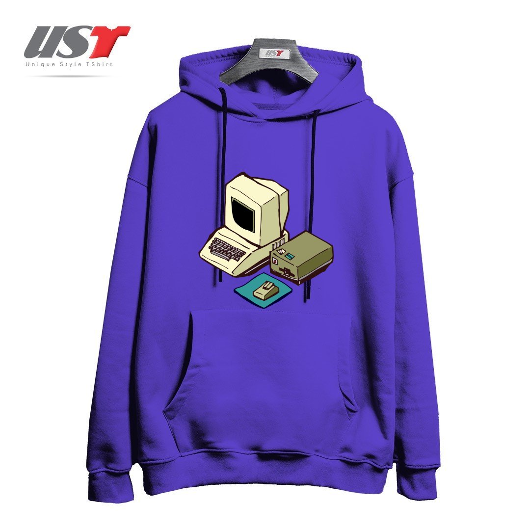 هودی اورسایز طرح 1980'S COMPUTER
