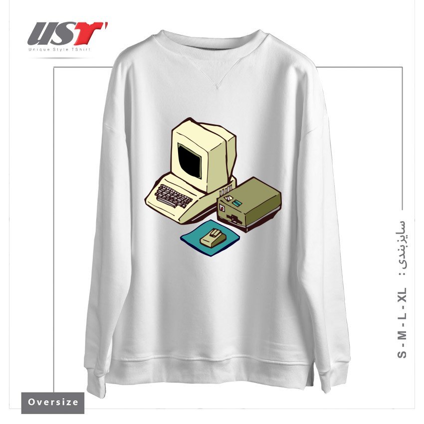 سوییشرت اورسایز طرح 1980'S COMPUTER