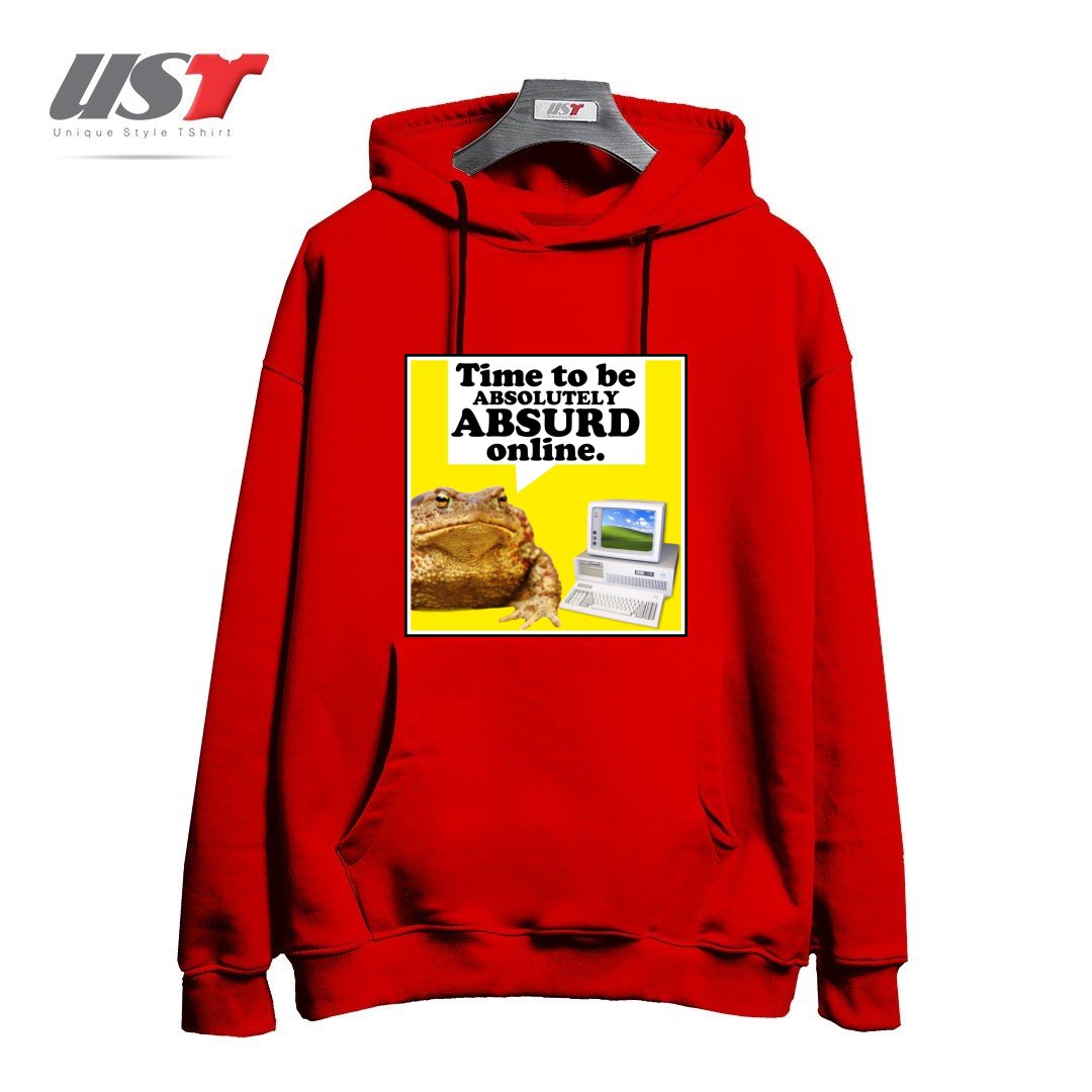 طرح ABSURD ONLINE هودی اورسایزرنگ قرمز