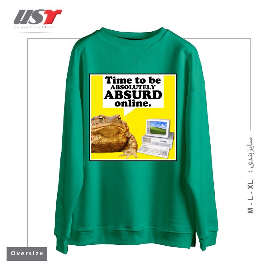 طرح ABSURD ONLINE سوییشرت اورسایزرنگ سبز سدری