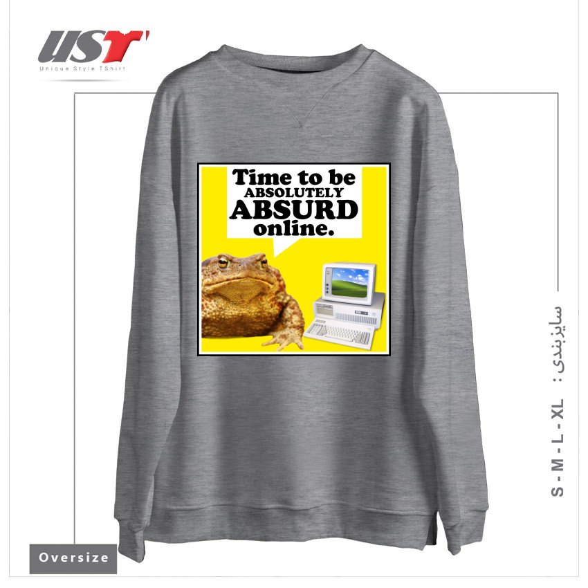 طرح ABSURD ONLINE سوییشرت اورسایزرنگ طوسی ملانژ