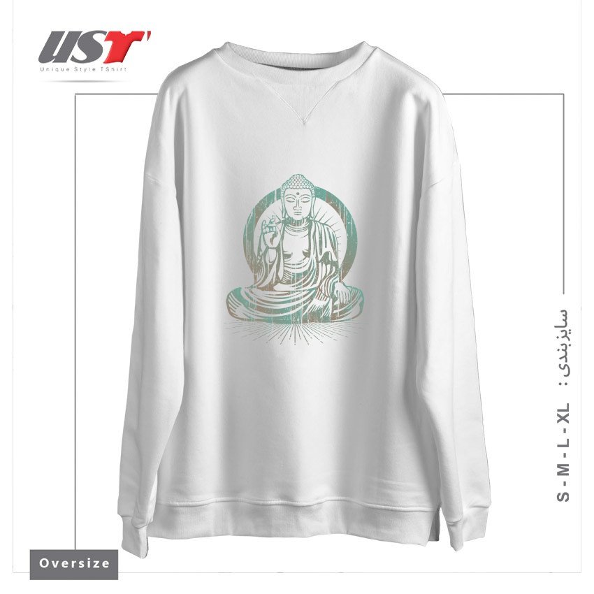 سوییشرت اورسایز طرح VINTAGE BUDDHA