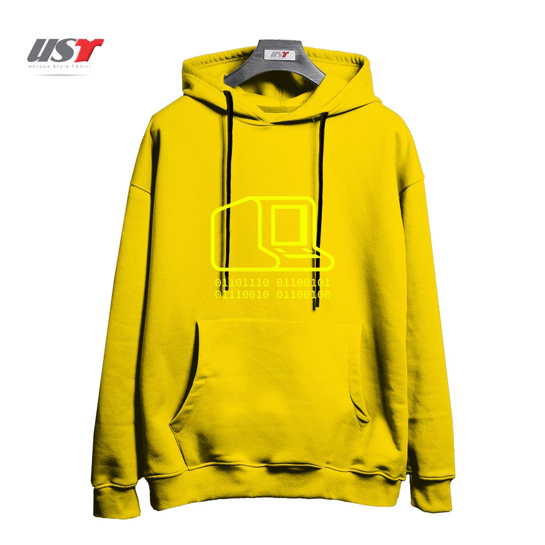 طرح ANALOG GEEK5454 هودی اورسایزرنگ زرد