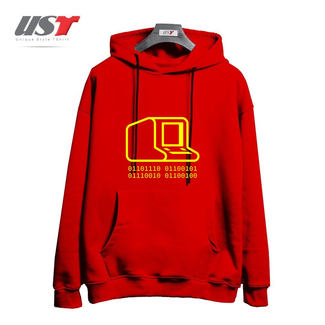 طرح ANALOG GEEK5454 هودی اورسایزرنگ قرمز