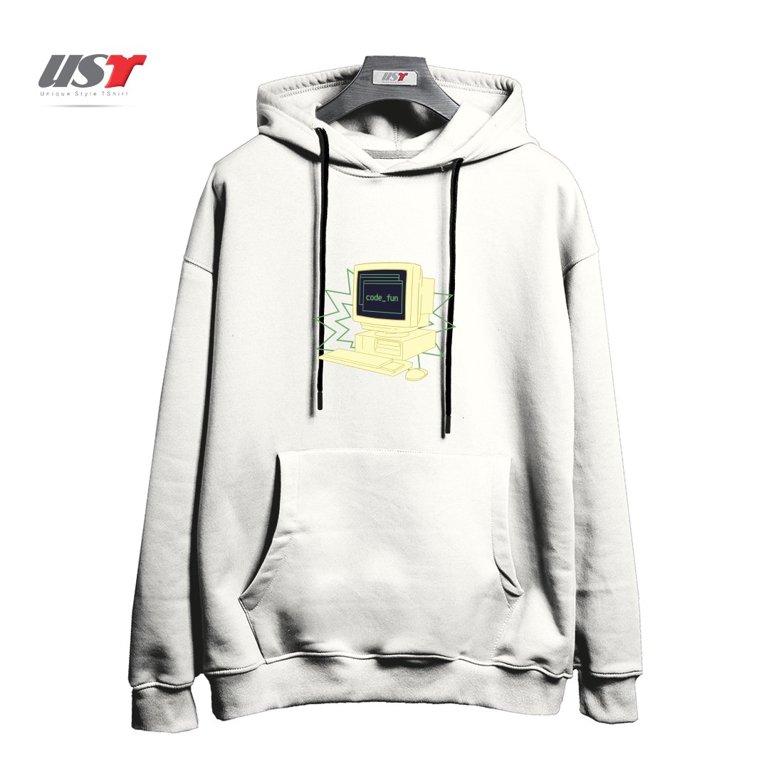 طرح COMPUTER CODING241415 هودی اورسایزرنگ سفید