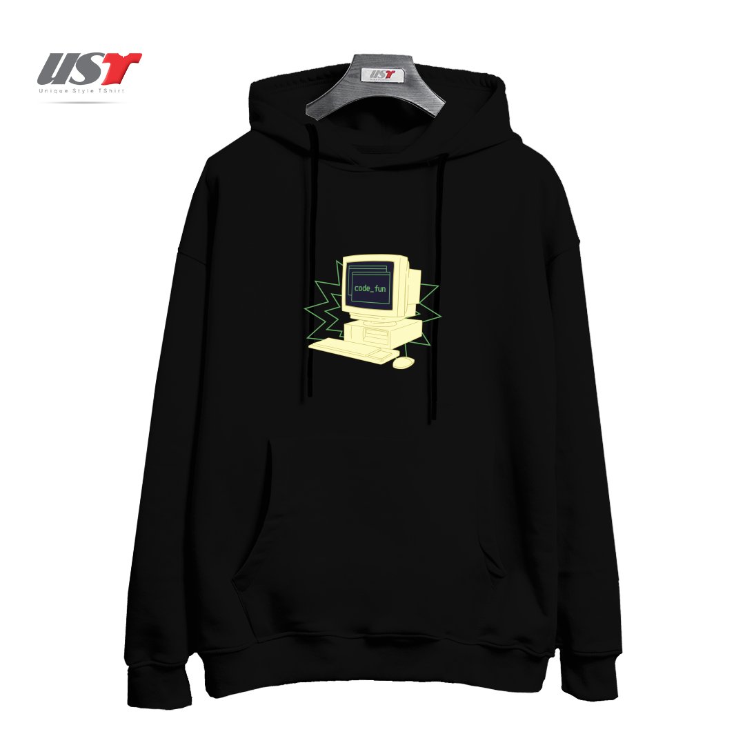 طرح COMPUTER CODING241415 هودی اورسایزرنگ مشکی