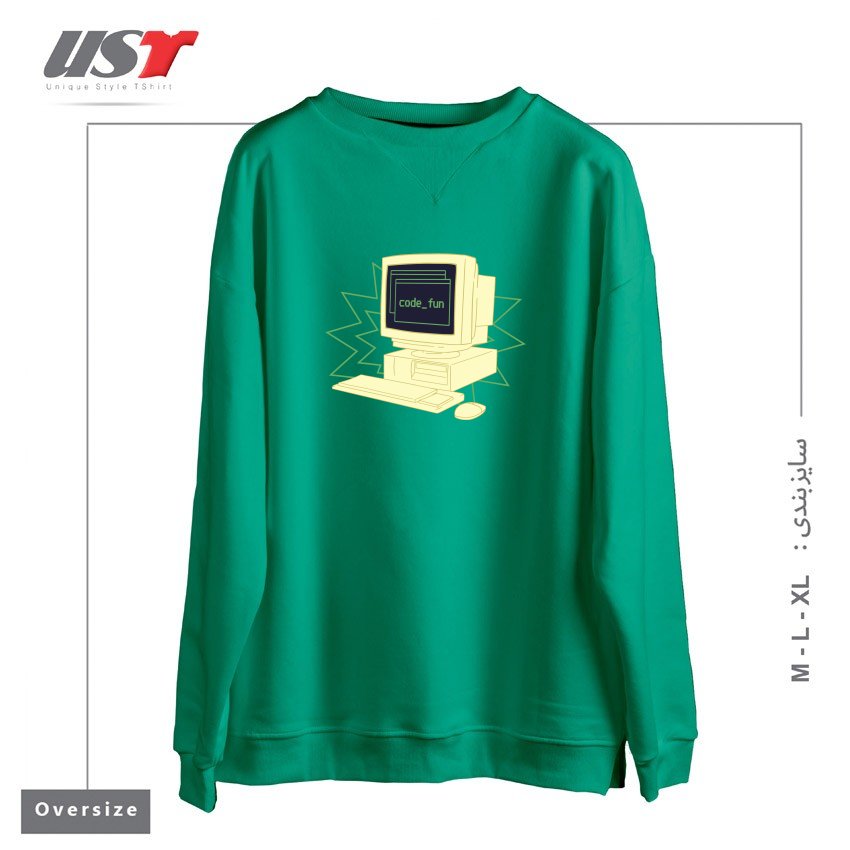 طرح COMPUTER CODING241415 سوییشرت اورسایزرنگ سبز سدری