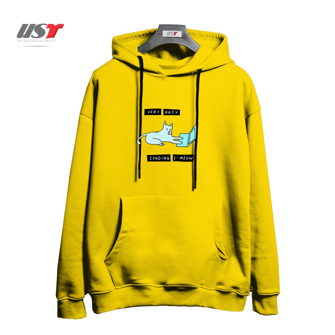 طرح E-MEOW هودی اورسایزرنگ زرد