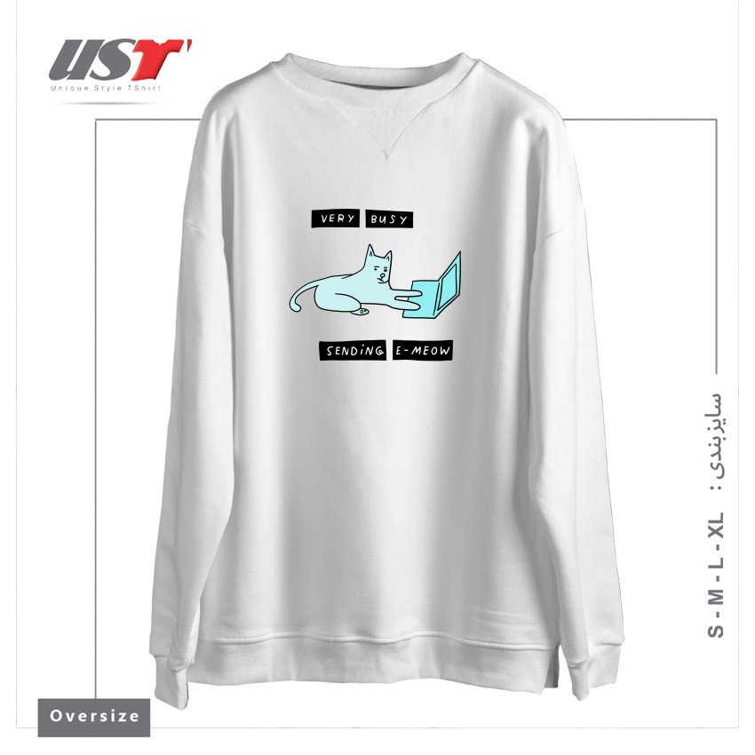 سوییشرت اورسایز طرح E-MEOW