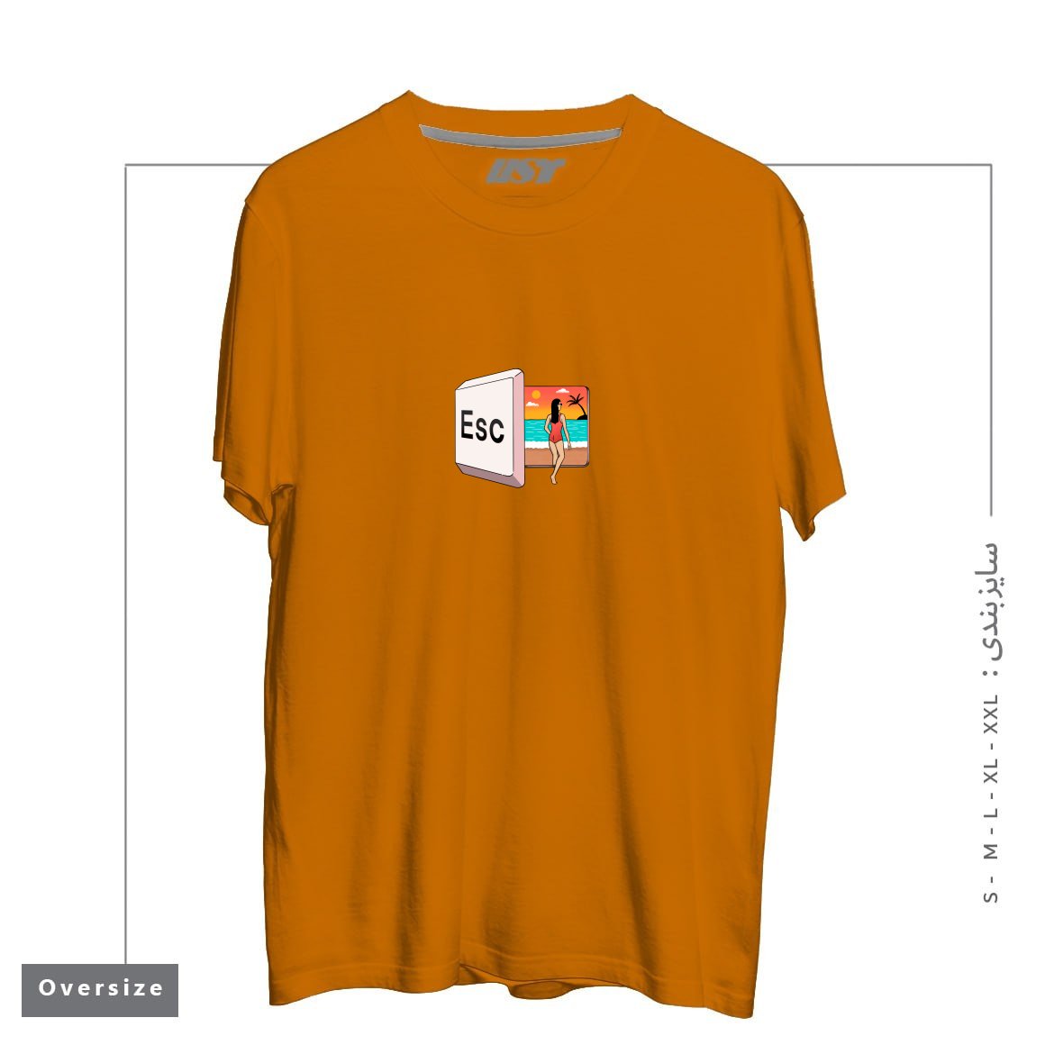 طرح ESCAPE TO THE BEACH تیشرت اورسایزرنگ پرتغالی