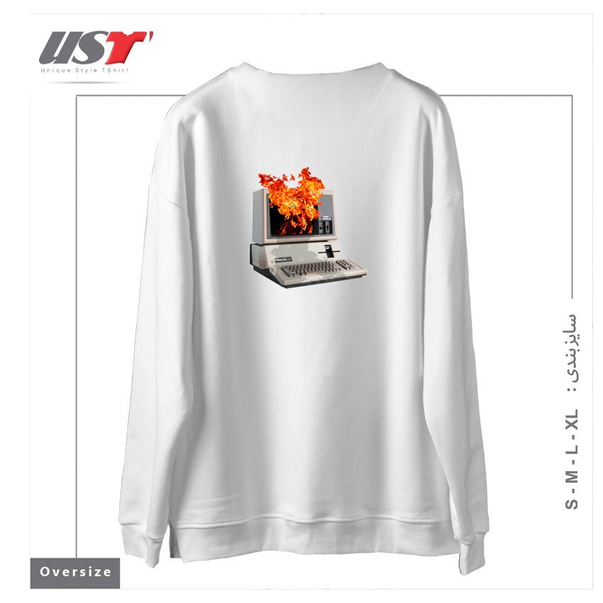 طرح ESCAPY سوییشرت اورسایزرنگ سفید