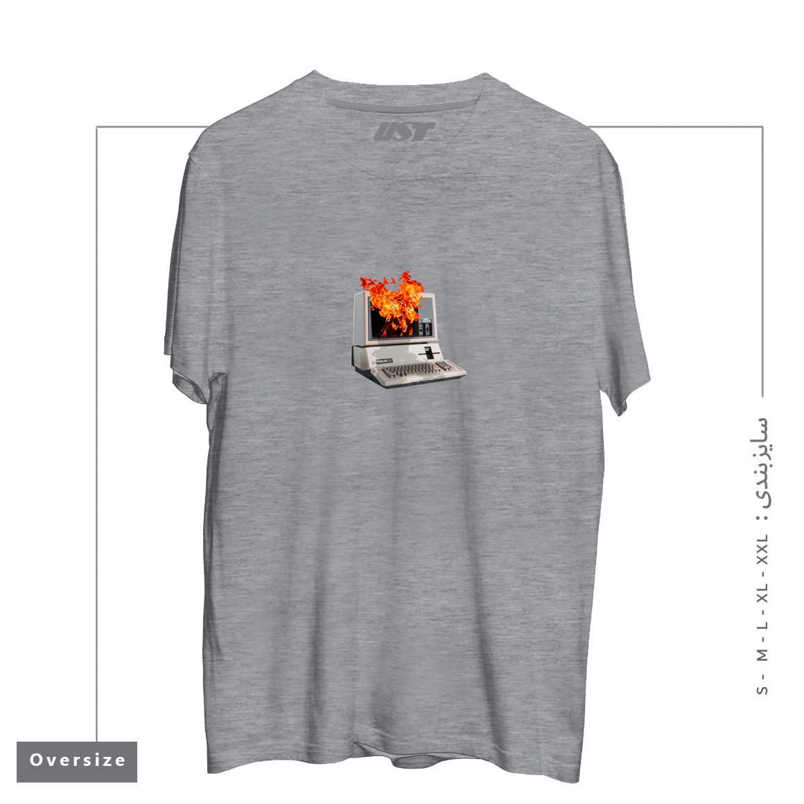 طرح ESCAPY تیشرت اورسایزرنگ طوسی ملانژ