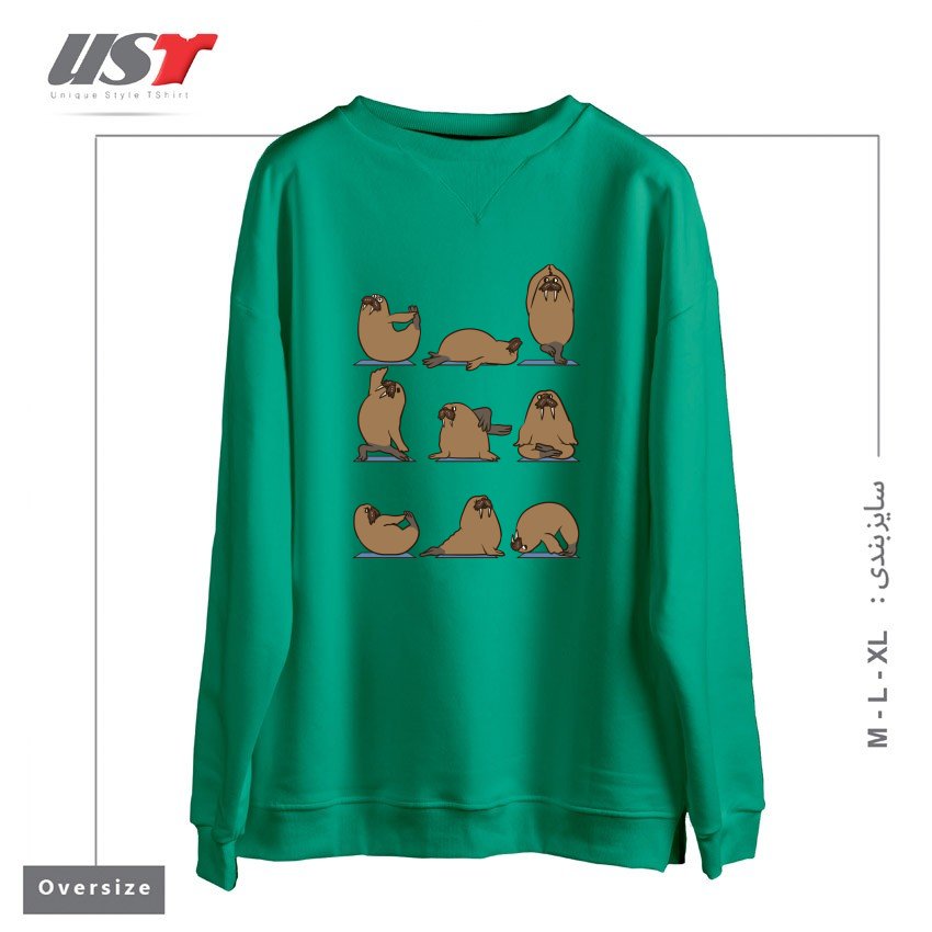 سوییشرت اورسایز طرح WALRUS YOGA