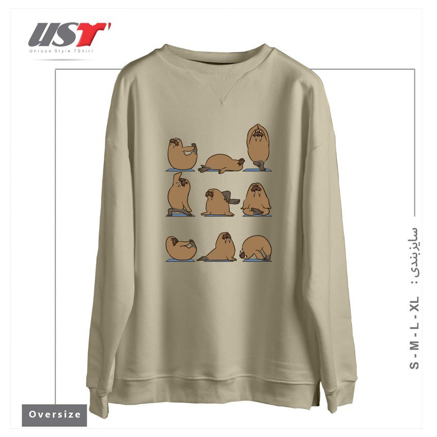 سوییشرت اورسایز طرح WALRUS YOGA