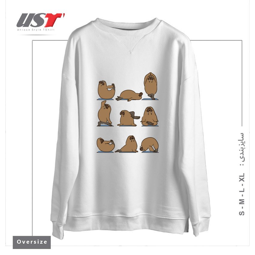 سوییشرت اورسایز طرح WALRUS YOGA