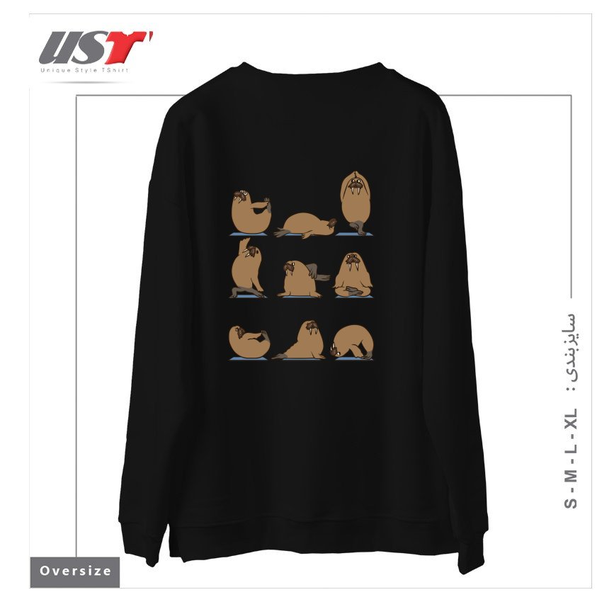 طرح WALRUS YOGA سوییشرت اورسایزرنگ مشکی