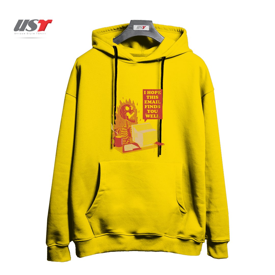 طرح YOU GOT MAIL هودی اورسایزرنگ زرد