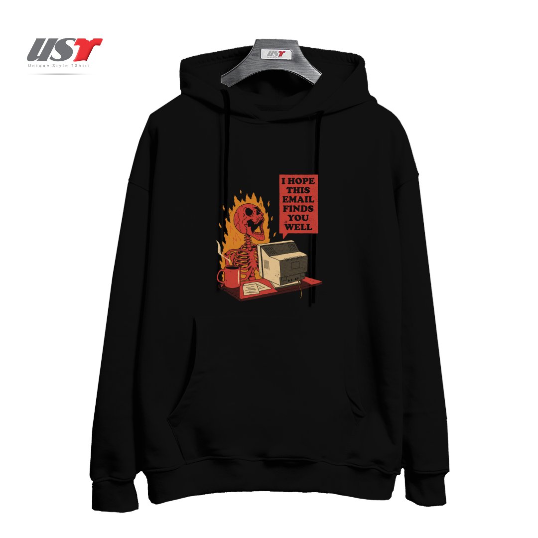 طرح YOU GOT MAIL هودی اورسایزرنگ مشکی