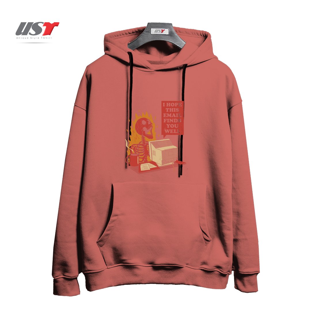 طرح YOU GOT MAIL هودی اورسایزرنگ آجری