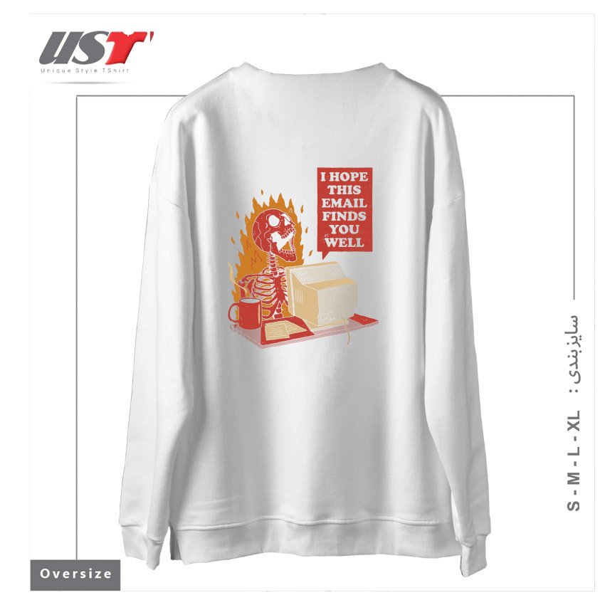 طرح YOU GOT MAIL سوییشرت اورسایزرنگ سفید