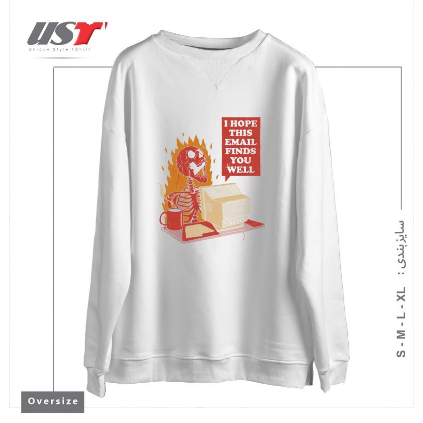 طرح YOU GOT MAIL سوییشرت اورسایزرنگ سفید
