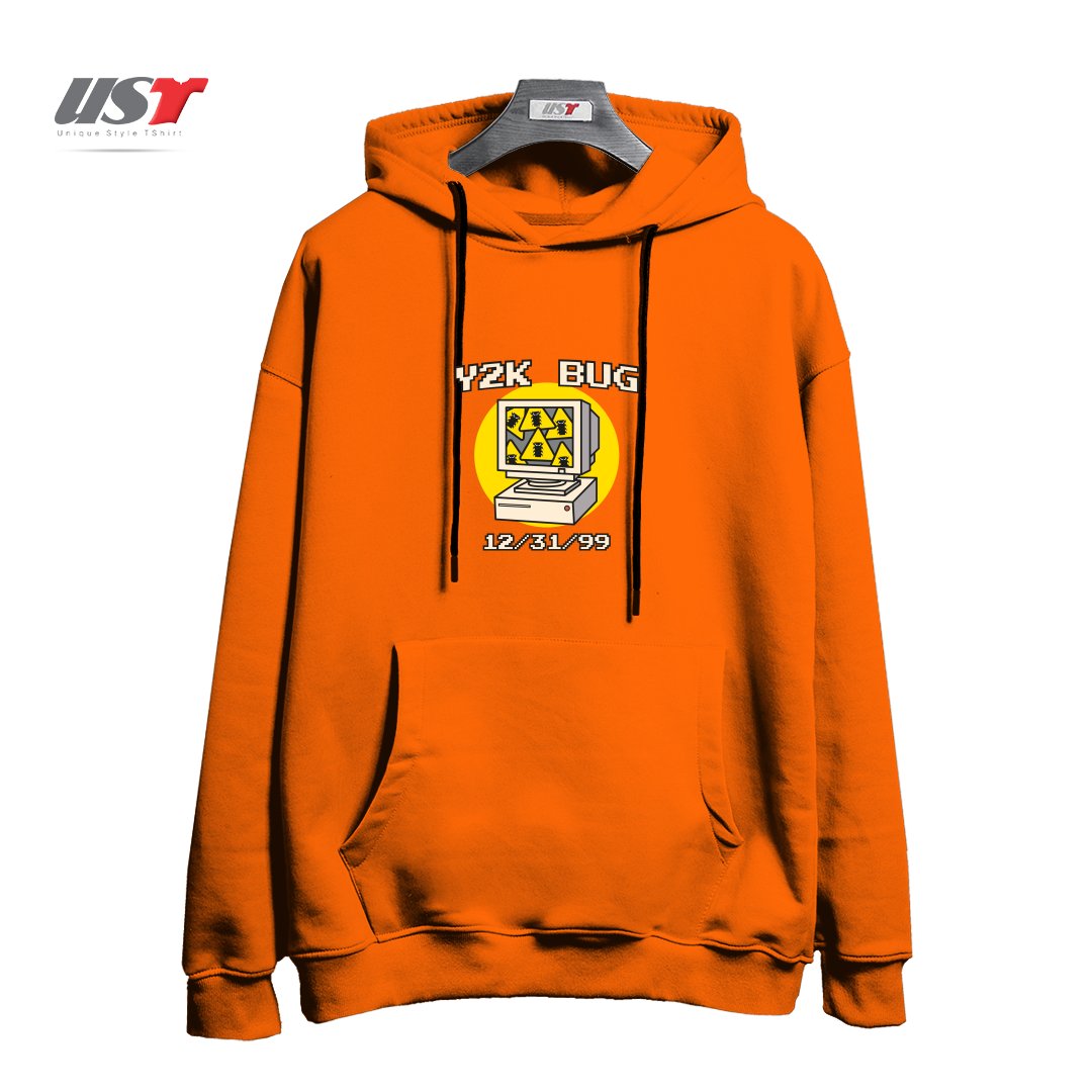 طرح Y2K BUG هودی اورسایزرنگ نارنجی