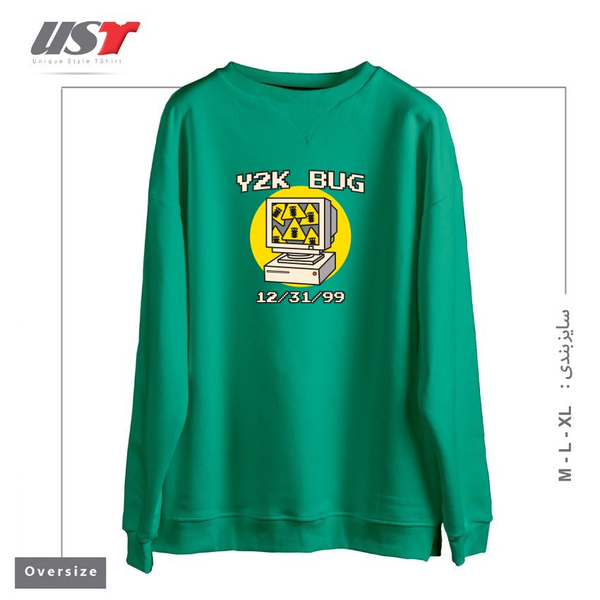 طرح Y2K BUG سوییشرت اورسایزرنگ سبز سدری