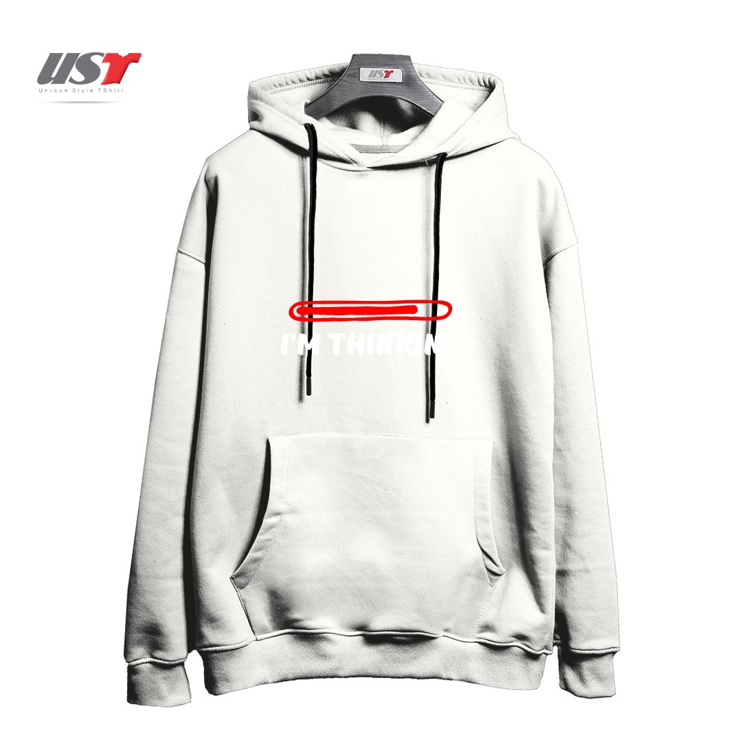 طرح I'M THINKING. COMPUTER LOVERS AND SLOW LOADING THINKERS.15514 هودی اورسایزرنگ سفید