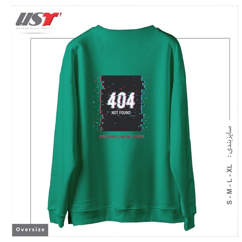 طرح MISTAKES WERE MADE - MINIMAL - PSYCHEDELIC - GLITCH سوییشرت اورسایزرنگ سبز سدری