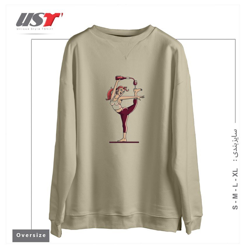 سوییشرت اورسایز طرح WINE & YOGA