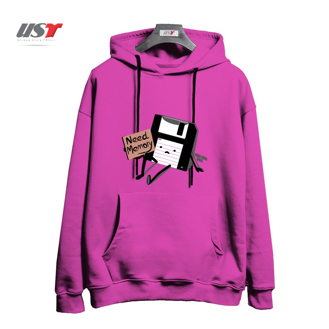 طرح NEED MEMORY هودی اورسایزرنگ صورتی