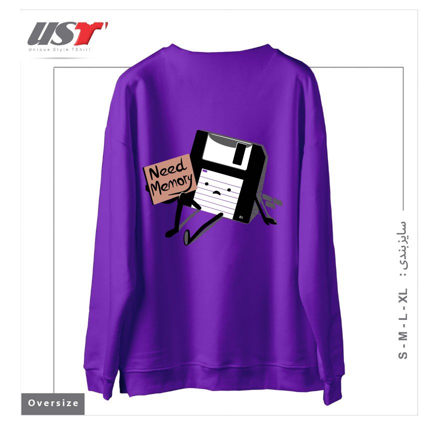 طرح NEED MEMORY سوییشرت اورسایزرنگ بنفش