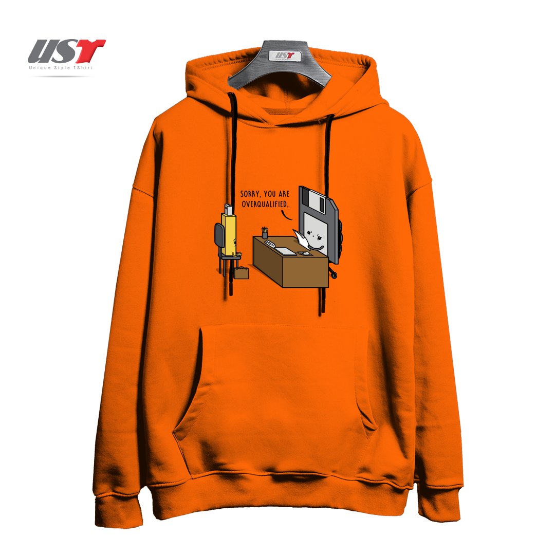 طرح OVERQUALIFIED! هودی اورسایزرنگ نارنجی