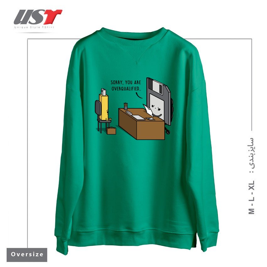 طرح OVERQUALIFIED! سوییشرت اورسایزرنگ سبز سدری