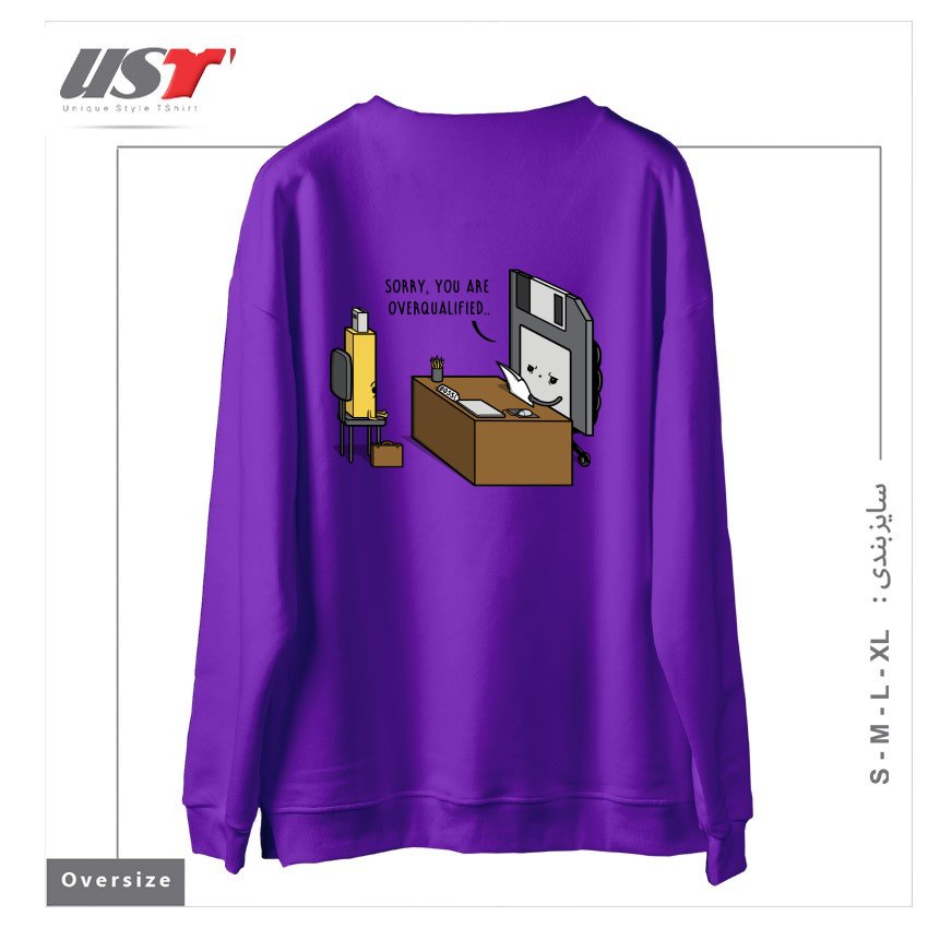 طرح OVERQUALIFIED! سوییشرت اورسایزرنگ بنفش