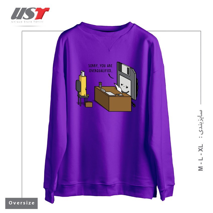 طرح OVERQUALIFIED! سوییشرت اورسایزرنگ بنفش