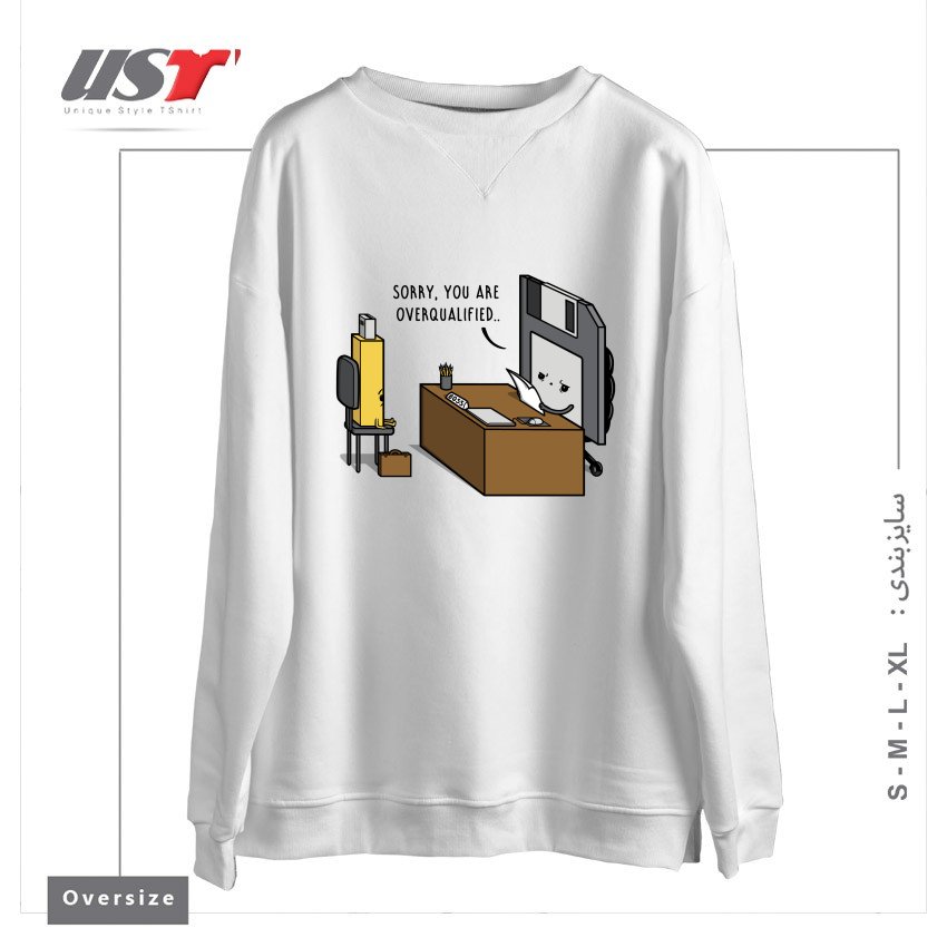 سوییشرت اورسایز طرح OVERQUALIFIED!