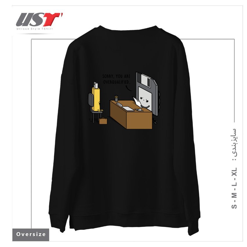 طرح OVERQUALIFIED! سوییشرت اورسایزرنگ مشکی