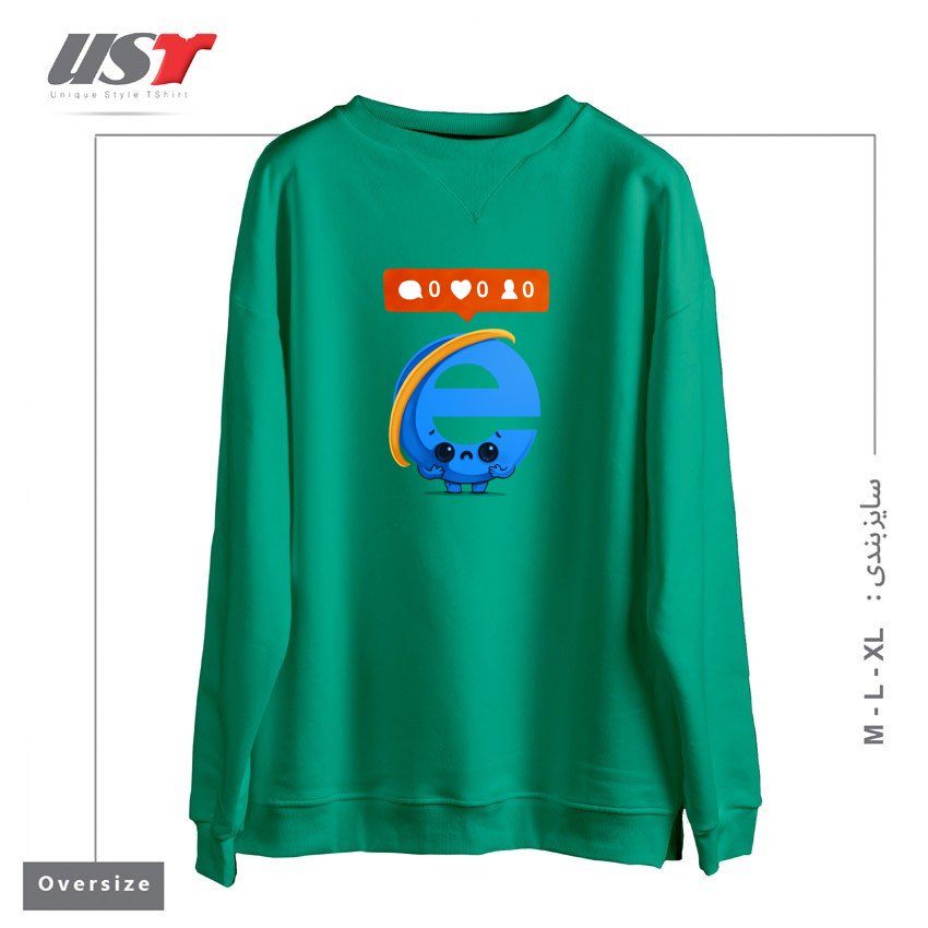 طرح THEY SAY I'M SLOW سوییشرت اورسایزرنگ سبز سدری