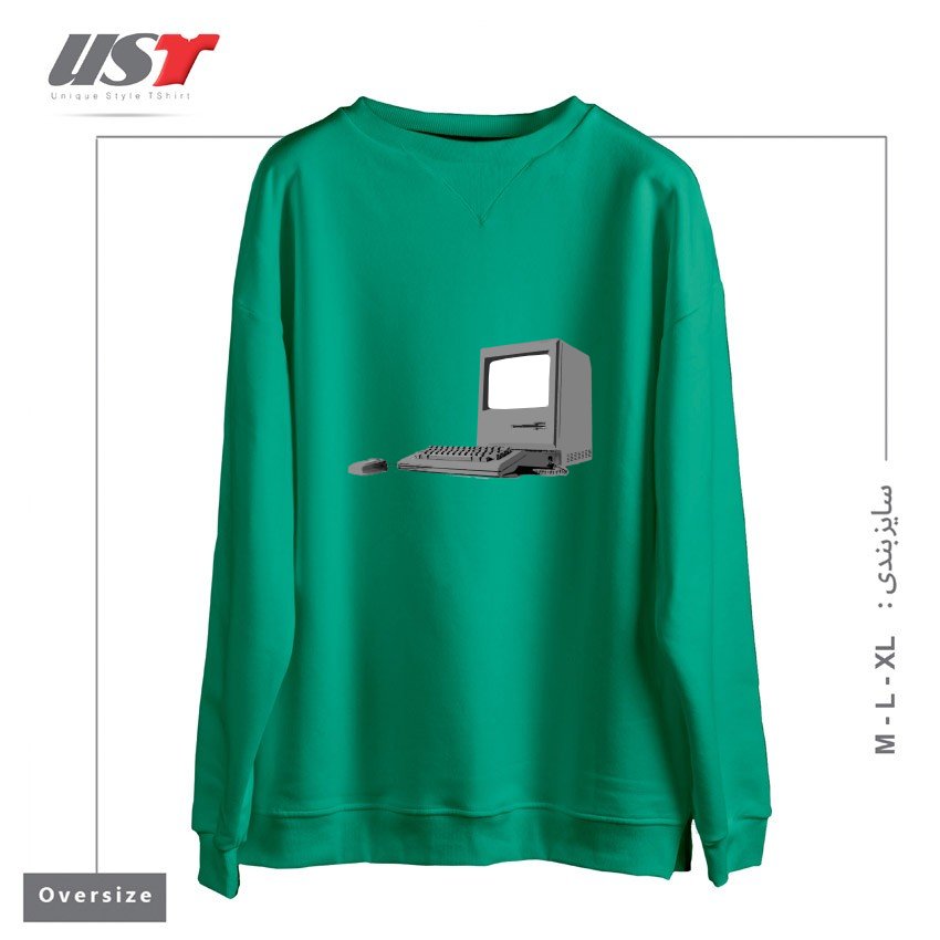 طرح WHERE IT ALL BEGAN سوییشرت اورسایزرنگ سبز سدری