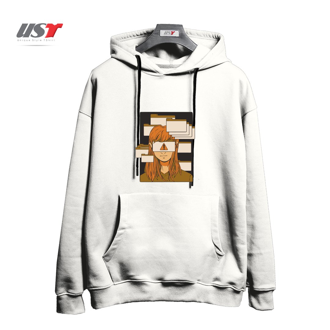 هودی اورسایز طرح WOMAN WITH COMPUTER TABS  ADHD