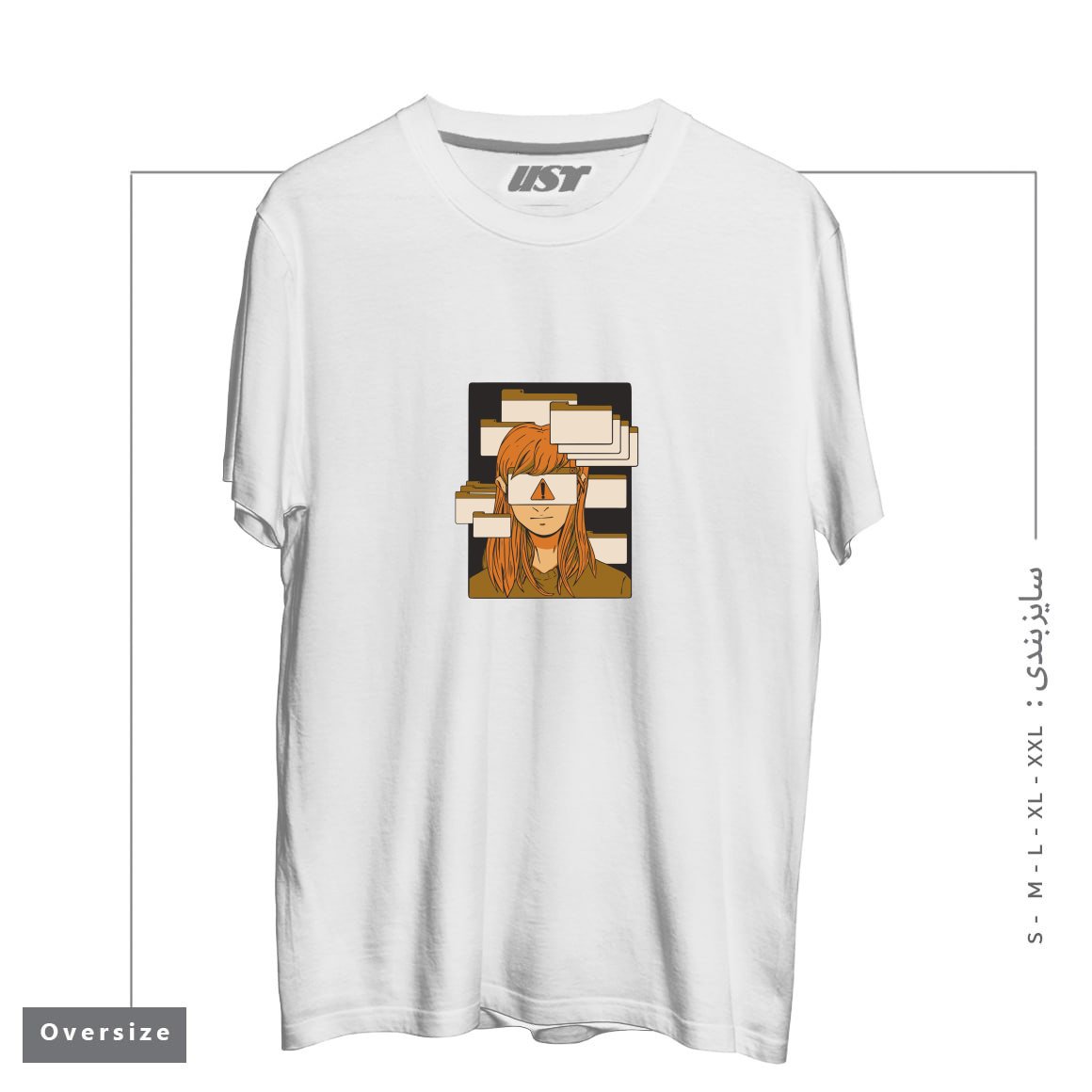 طرح WOMAN WITH COMPUTER TABS  ADHD تیشرت اورسایزرنگ سفید